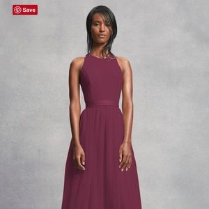 Vera Wang CREPE AND TULLE T-BACK BRIDESMAID DRESS